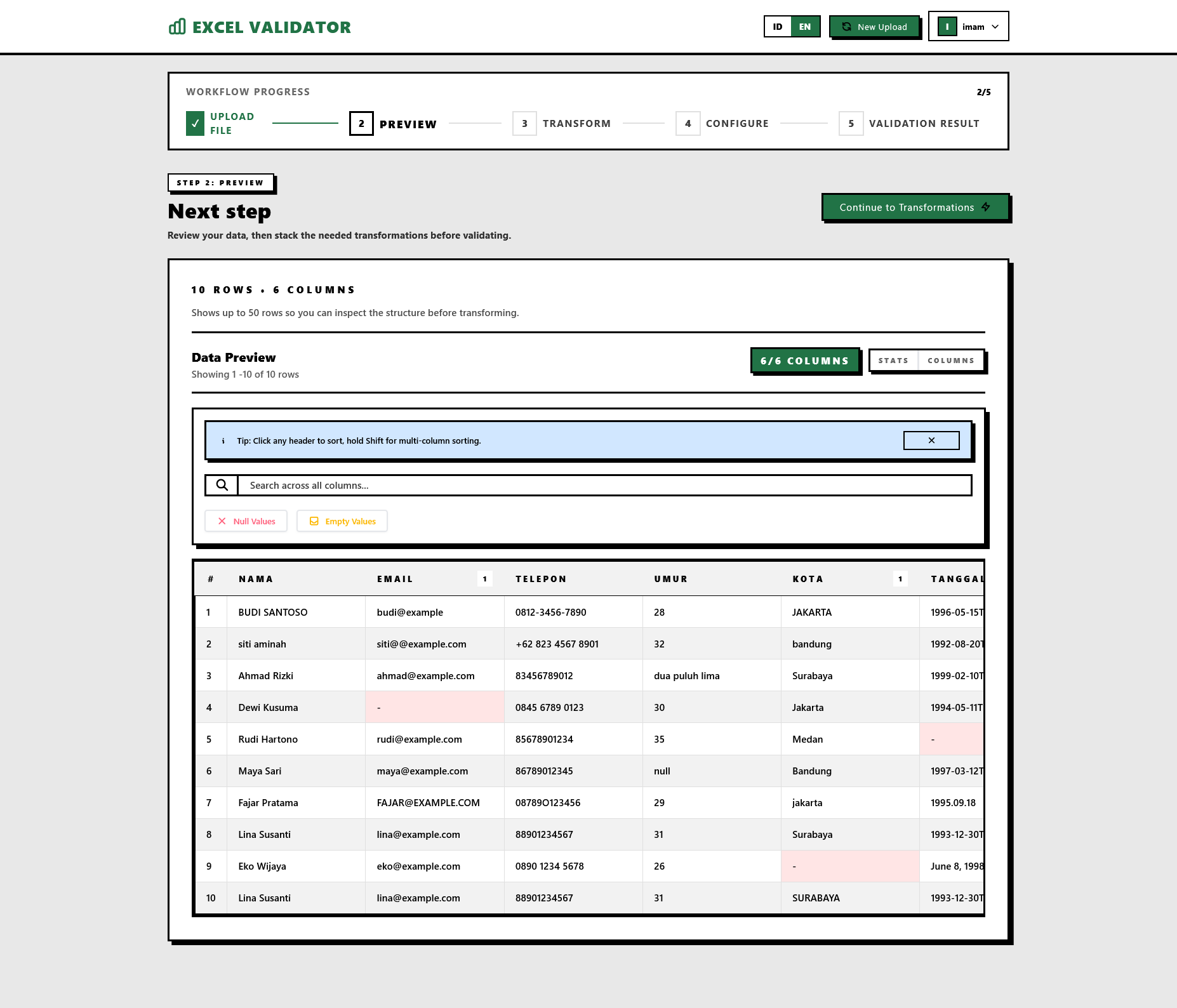 Excel Validator Dashboard